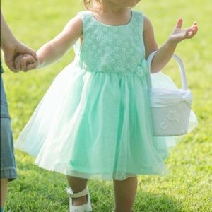 Mint green tulle formal Easter flower girl dress